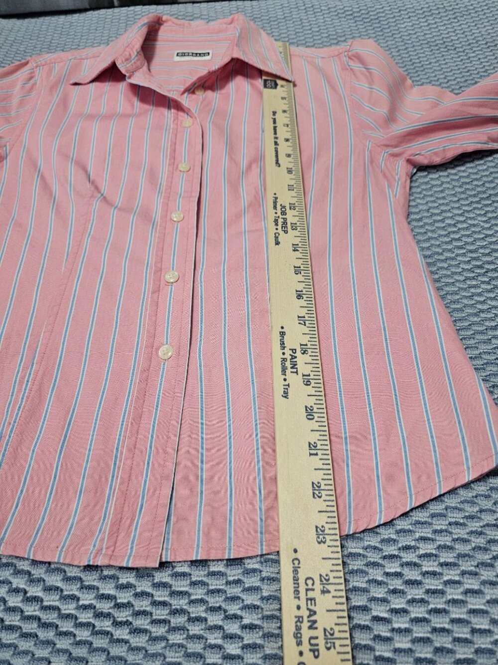 Giordano Pink & Blue Striped Button Down Shirt Women's - Size Large Fits Medium - Picture 6 of 7